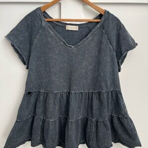 Altar’d State Charcoal Tiered Ruffle Top L